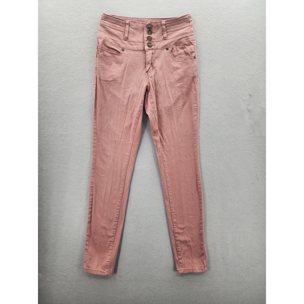 Silver Crush High Waisted Skinny Jeans Dusty Rose Pink Mauve Size 5 Multi Button